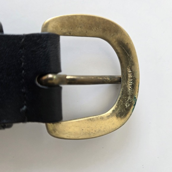 Vtg 90s Stretch Woven Belt 34"-38" Waist 16 18 Brass Buckle Red Tan Navy Boho - Picture 4 of 6